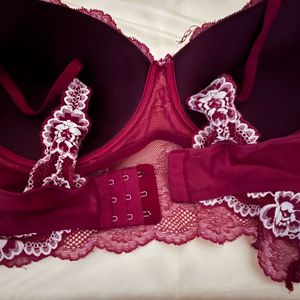 Clovia Lace Padded Bra (Maroon)