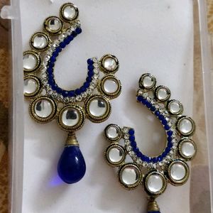 Royal Blue Kundan Earrings