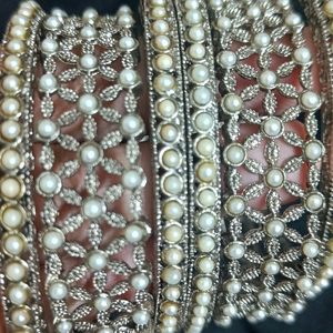 Pearls Bangles Set of 6 In The Size 2.4