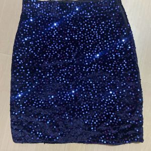 Blue Sequin Velvet Skirt