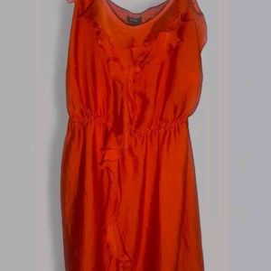 Plus Size Orange Satin Ruffled Dress