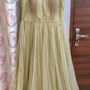 Last Price ❗❗Bridal Green Pearl Embedded Gown