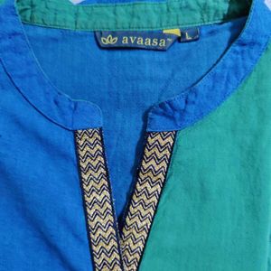 Avaasa kurta, L Size Beautiful Blue Green Shade