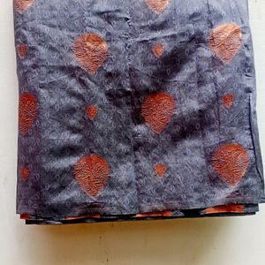 Grey And Copper Fancy Silk Saree