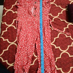 H&M Pretty Red Flower Print Jumpsuit For Girls