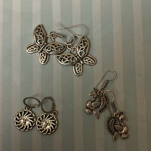 Silver Earrings Combo of 3