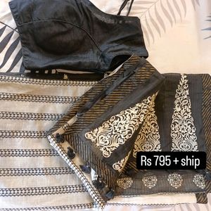 Designer handloom Cotton hand block Print Saree