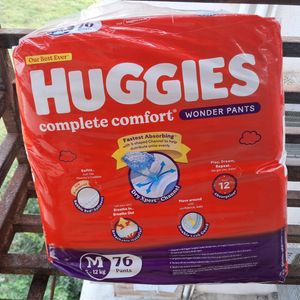 Huggies Baby Diapers M Size, 76 Count