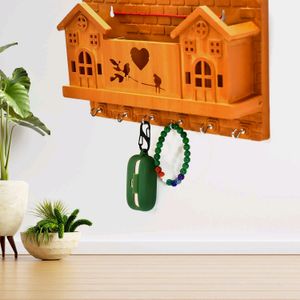 Hooks House Design Wooden Keys Stand for Entryway,