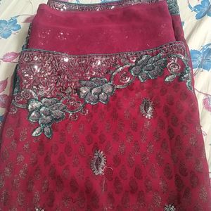 Saree, Color Brinjal, Good Saree Without Blouse