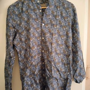 Original Zara Printed Round Neck Cotton Shirt. Smart Casual.