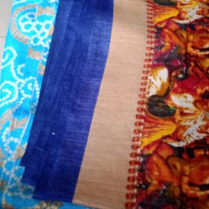 Blue Chunari Sarees With Digital Print