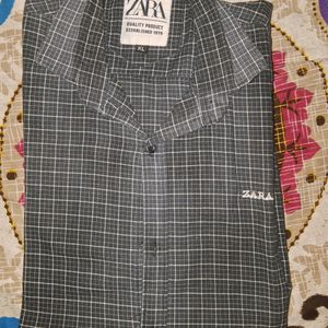 Zara Black Shirt WITH White Strip Pattern