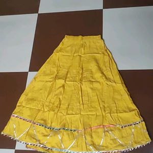 Yellow Rayon Skirt Full Length With Gota Patti Wor