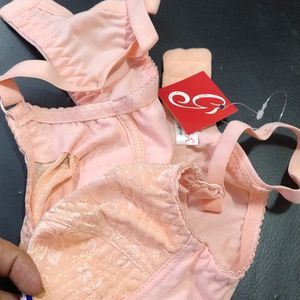 Peach Colour Without Pad Bra