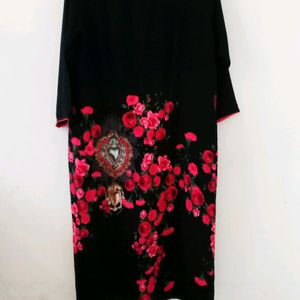 Floral Print Black 2xl Kurti