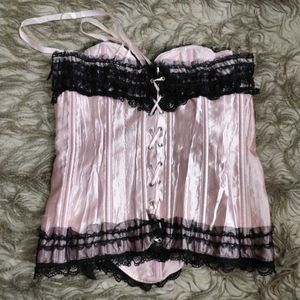 Pink Dark Coquette Lace Detail Corset