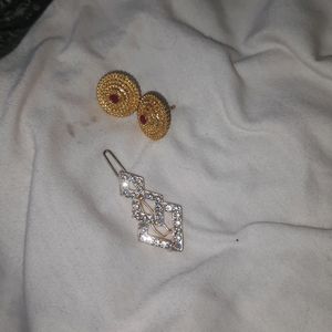 Ear Studs And Hair Clip