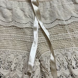 Satin Front Tie Crochet Short