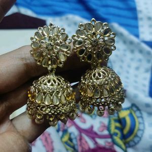 Golden Kundan Jhumka