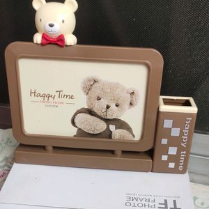 Pen Stand With Teddy Photo Frame