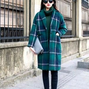 K-Club  Plaid Overcoat