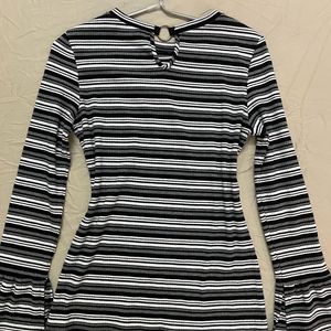 Stripped Flared Full Sleeve Top