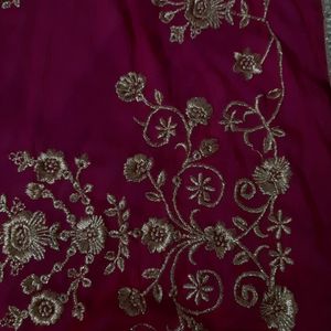 Mazenta Color Chinon Dupatta