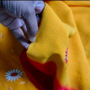 Red And Yellow Mix Saree