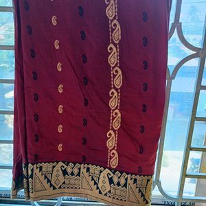 Black And Maroon Combination Saree