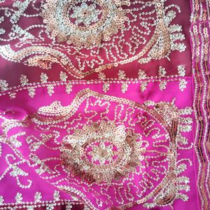 Maroon And Pink Color Saree