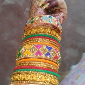 Beautiful Bride Set Multicolour Kanch Ke Bengals
