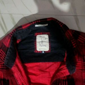 Red Oversized Unisex Check Shirt Medium Size