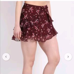 La-zoire Floral Print Ruffled Mini Skirt