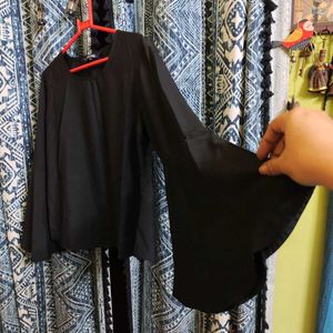 Tokyo Talkies Black Top With Flared Sleeves