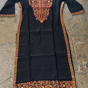 Black Heavy Kashmiri Embroidered Kurti