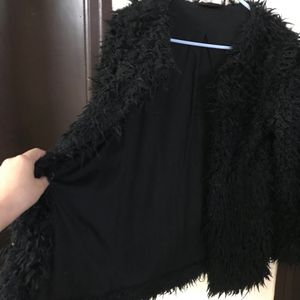 Black Teddy Fur/ Fluffy Shrug With Pockets