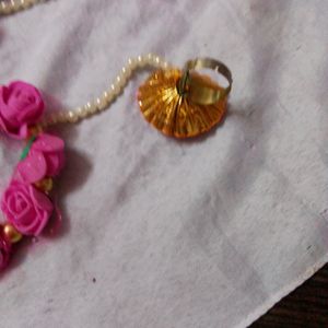 Flower 🌺 Jewellery Free Size Attach With Ring