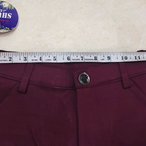 Burgundy Formal Pants For Women