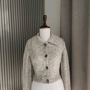 ZARA Woolen Blend Button Collar Cardigan