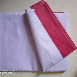 White And Red Border Saree