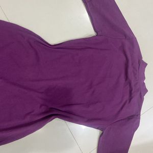 Purple Mini Dress With Round Neck