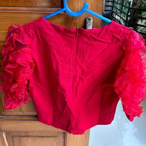 Red Top With Beautiful Sleeves