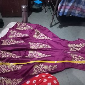 Purple Color Gown With Pajama And Dupatta