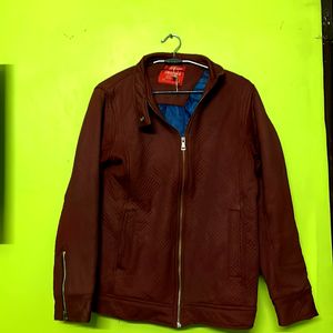 Cherry Color Leather Jacket For Ladies