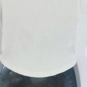 White Plain Casual Crop Top (Women)