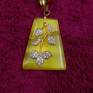 Yellow Pendant With Earrings