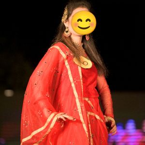 Red Lahenga With Mirror Hand  Work