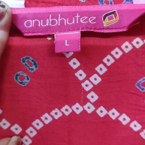 ❤️ ANUBHUTEE RED BANDHEJ PRINT KURTA SET