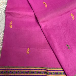 PURE PINK SILK SAREE with thread Border